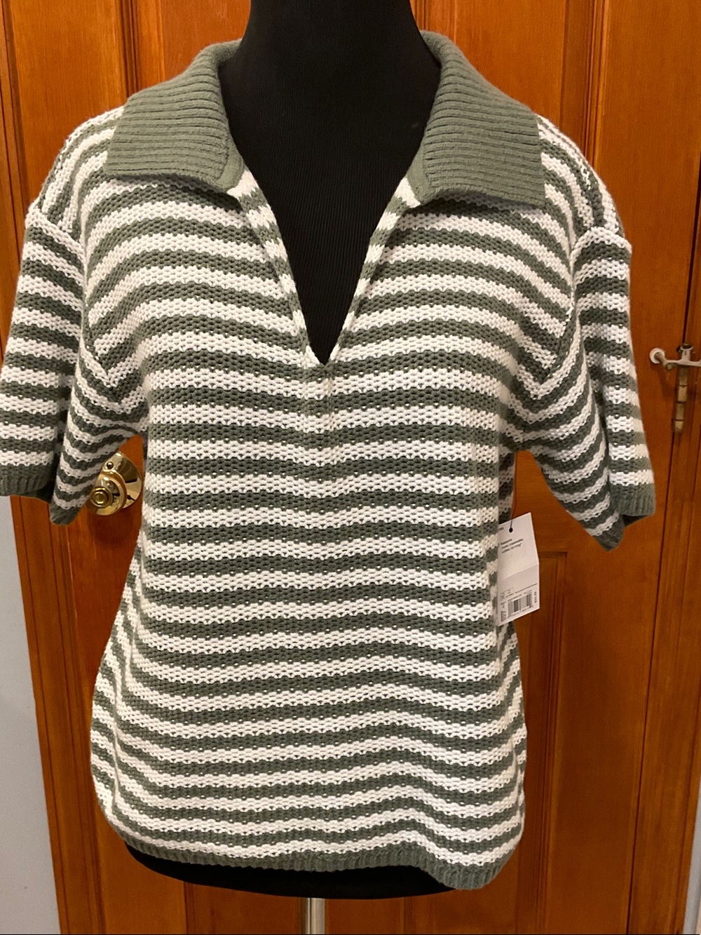Sonoma Sage and White Striped Knit Polo